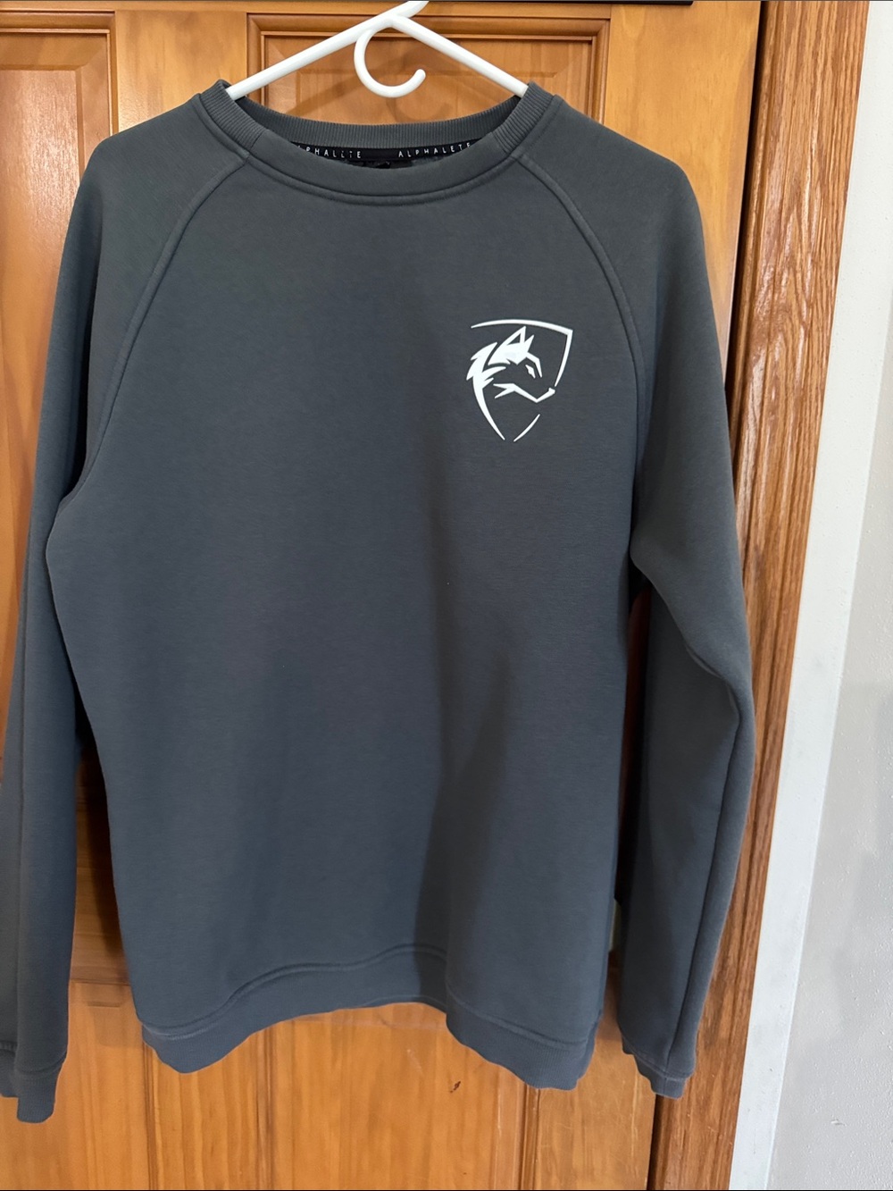 Alphalete Charcoal Gray Crewneck Sweatshirt with White Logo